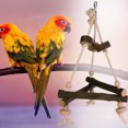 thumbnail image 3 of Parrot Hanging Swing Toy, Wood Triangular Shape Sturdy Stable Interaction Chewing Stand Frame Playstand for Parrots Parakeets Cockatiels Lovebirds Sun Conures Caique African Grey, 3 of 8