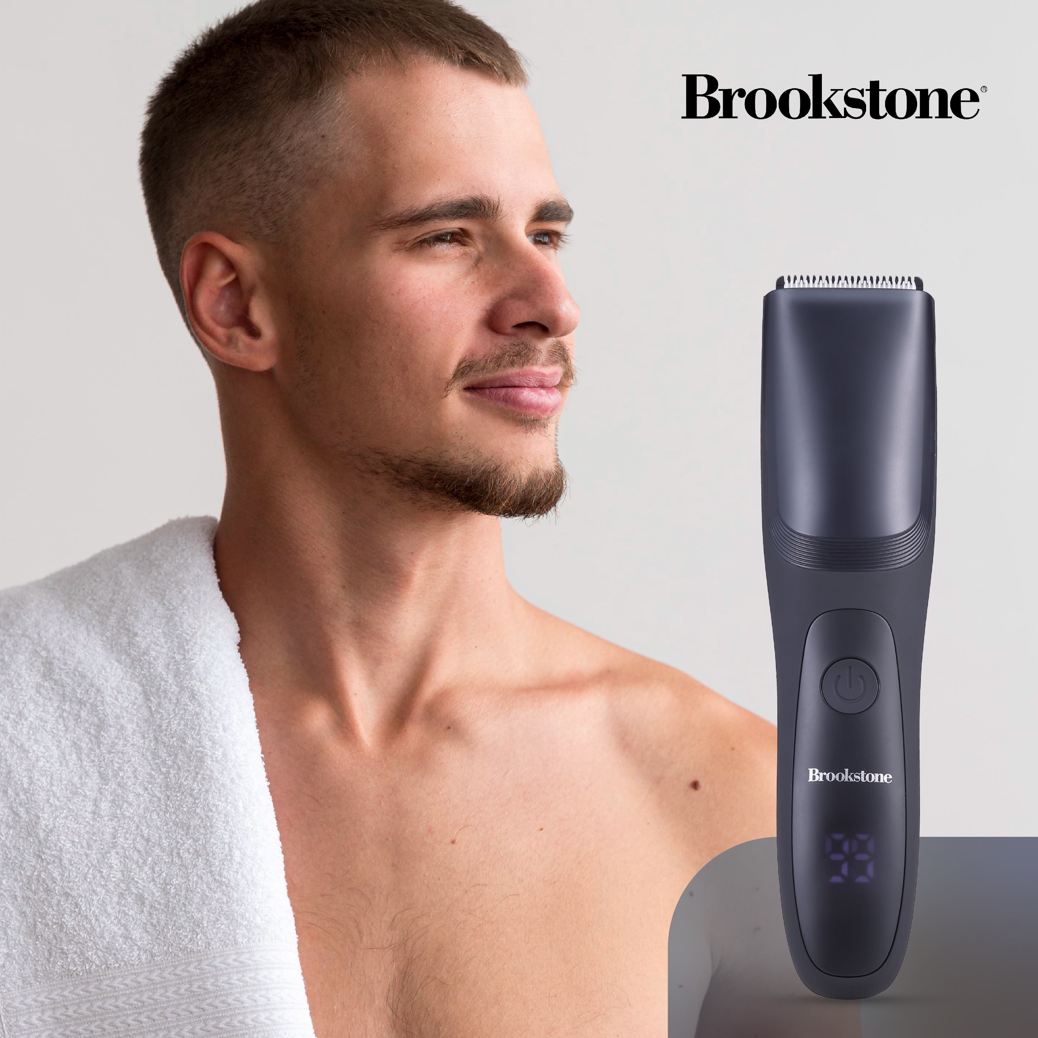 Brookstone Cordless Rechargeable Men's Electric Hair Trimmer with Included Vacuum,