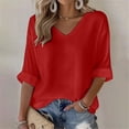 thumbnail image 2 of Yigetop Long Sleeve Shirts for Women, Women Long Sleeve Tops Casual V Neck Tshirts Basics Tee 2025 Fall Trendy Clothes Womens Long Sleeve T Shirts Red M, 2 of 6