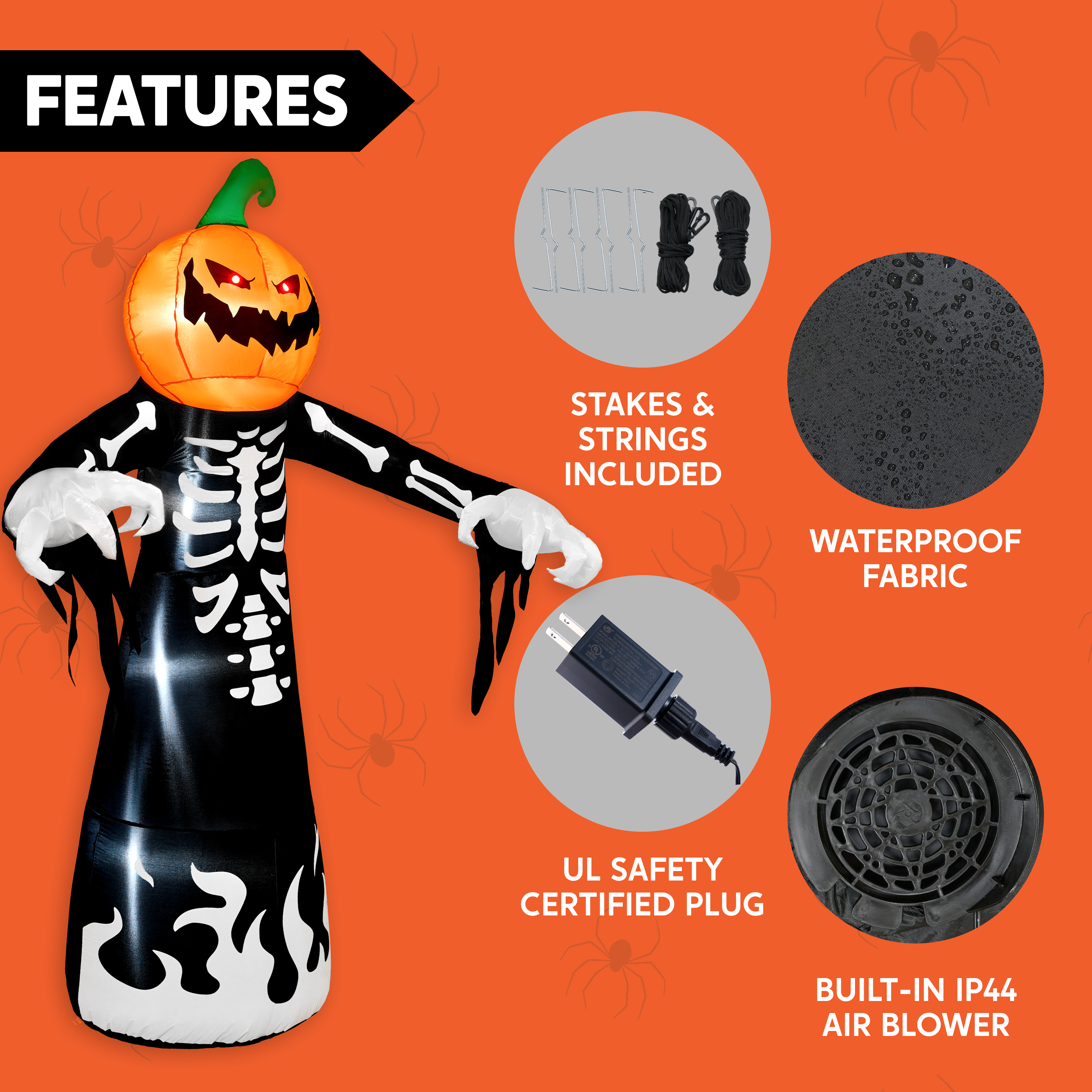Joyfy 9 Ft Halloween Pumpkin Skeleton Inflatable Decoration photo 6