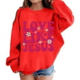 thumbnail image 1 of MIASHUI Chandail en Molleton pour Filles Hauts Imprimés Graphiques Col Rond Manches Longues Pull-Over, Rouge, 4-5 Ans, 1 of 5