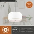 thumbnail image 6 of Burnaby 4 Light Black Mid-Century Modern Drum Pendant Fixture with White Linen Fabric Shade, 6 of 13