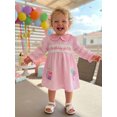 thumbnail image 5 of BemeyourBBs Toddler Baby Girls Birthday Dress Smocked Outfits 1st 2nd 3rd 4th 5th Years Old Birthday Summer Clothes Short Sleeve Doll Collar Letter Cake Balloons Print Princess Party Dress, 5 of 9