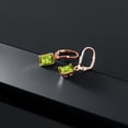thumbnail image 5 of Gem Stone King 18K Rose Gold Plated Silver Green Peridot Dangle Earrings for Women (3.20 Cttw, Gemstone August Birthstone, Emerald Cut 8X6MM), 5 of 5