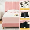 thumbnail image 5 of Homhougo Twin Bed Frame with Headboard, Velvet Upholstered Twin Platform Bed Frame for Girls, Strong Wooden Slats Support, Noise-Free, Easy Assembly (Pink), 5 of 6