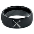 thumbnail image 2 of Tungsten Flat Head Screwdriver Wrench Band Ring 8mm Men Women Comfort Fit Black Dome Brushed Polished, 2 of 4