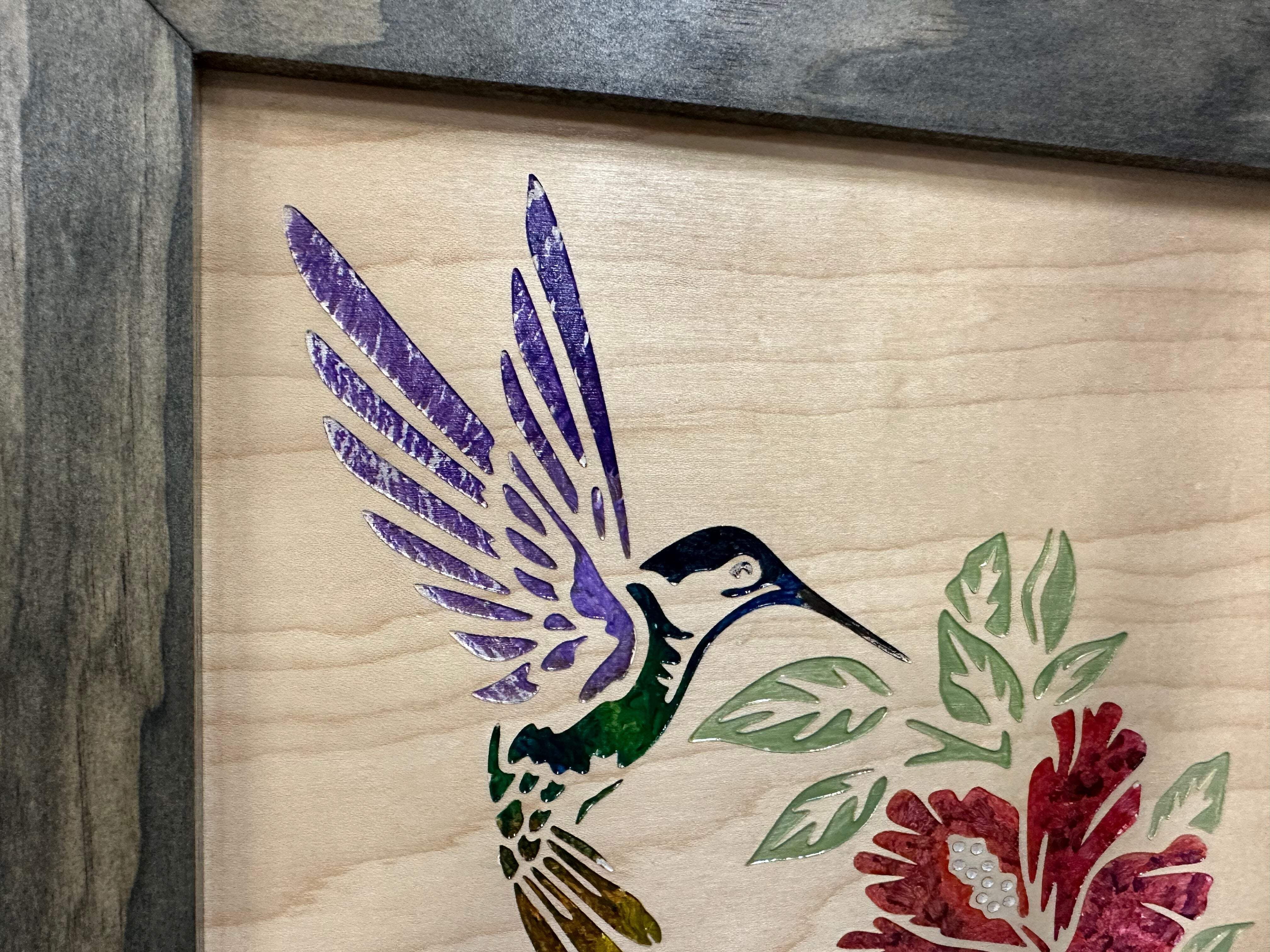Bellewood Designs Decorative Wooden Gun Safe with Hummingbird and Hibiscus