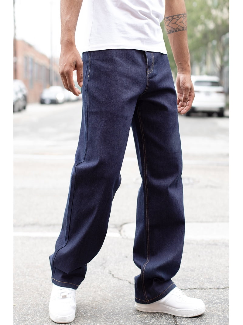 Victorious Men's Essential Baggy Raw Denim Jeans DL998 Indigo 42