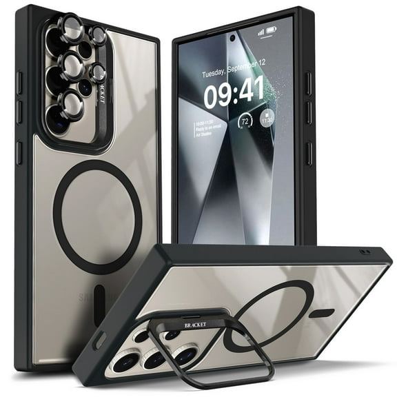 NGB SUPREMACY For Samsung Galaxy S23 Ultra Case Built-In Camera Guard Kickstand Lens Protector Wireless Charging MagSafe/Qi Magnetic Car Mount Phone Cover