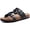 Black, variant on Litfun Women's Cork Footbed Sandals with Arch Support Slip-on Slide Sandals with Adjustable Buckles, Brown