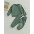 thumbnail image 3 of Elippeo Baby Boy 2 Piece Outfits 6M 12M 18M 24M 3Y Solid Color Long Sleeve Sweatshirt and Elastic Pants for Toddler Fall Tracksuit, 3 of 10