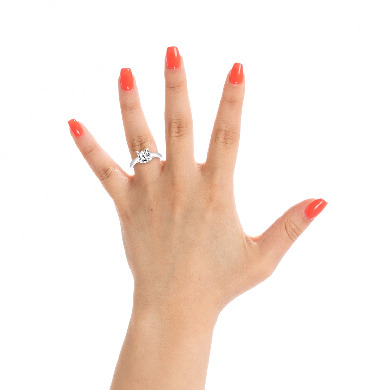 Brilliance Fine Jewelry Princess 1 Carat Lab Grown Diamond Halo Bridal Ring in Sterling Silver