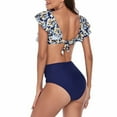 thumbnail image 4 of Women Ruffle High Waist Swimsuit Two Pieces Bathing Suit Push Up Floral Print Bikini Sets, 4 of 6