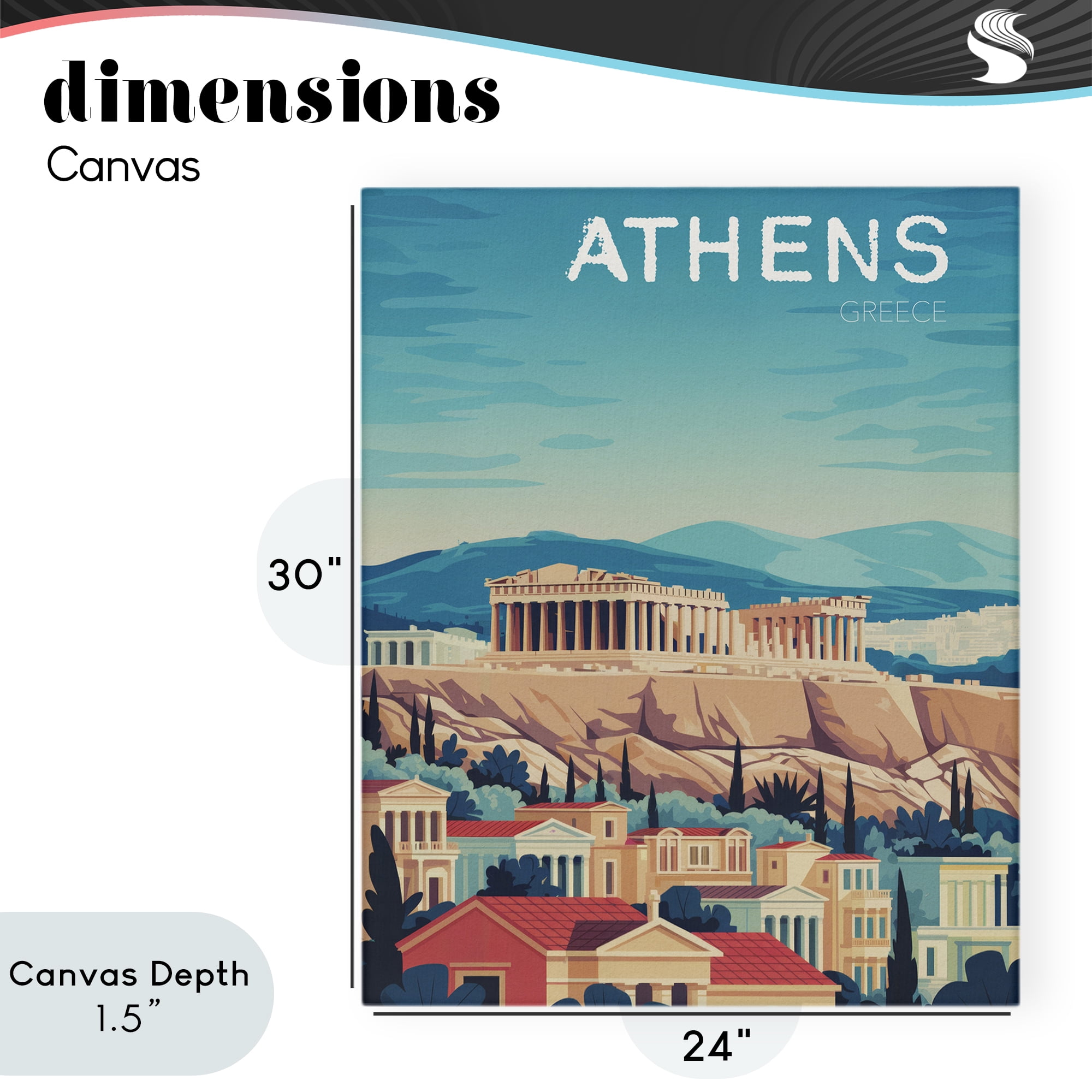 Stupell Industries Athens Topography Cityscape Canvas Wall Art, design by Andreas Magnusson