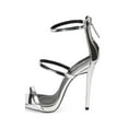 thumbnail image 4 of New Women Qupid Gladly-01 Metallic Open Toe Strappy Stiletto Single Sole Sandal, 4 of 5