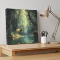 thumbnail image 4 of Ships Next Day Canvas Wall Art 10"x10", Green Forest Deer Wood Framed Canvas Print Painting, Fantasy Vintage Nature Scenery Ready to Hang Small Picture Wall Decor for Home Kitchen Nursery Office, 4 of 9