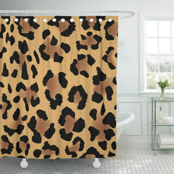 Pknmt Brown Animal Leopard Skin Pattern, Jungle Print Shower Curtain