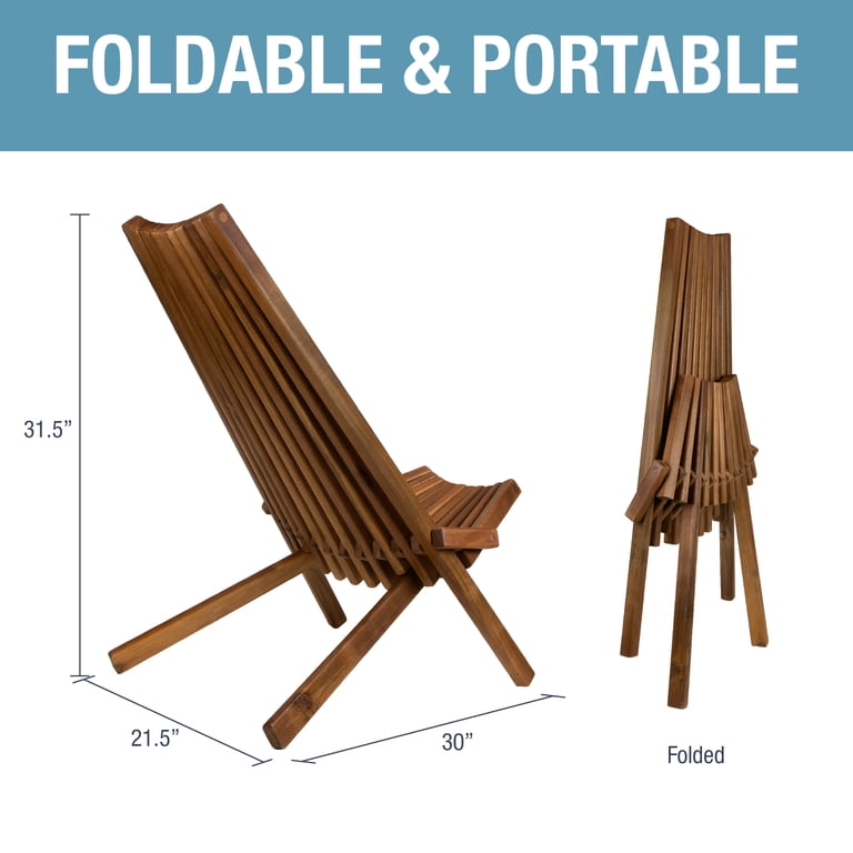 CleverMade Tamarack Folding Wooden Outdoor Chair, Cinnamon