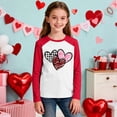 thumbnail image 2 of Kids Long Sleeve Tops Valentines Day Gifts Boys Girls Crewneck Raglan Shirt Love Heart Print Spring Casual Tees (9-10 Years, Red #A), 2 of 6