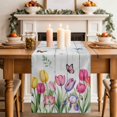 thumbnail image 2 of Table Runner 90 Inches Long for Kitchen Dining, Tulips Spring Floral Dresser Scarf Farmhouse, Dining Table Decorations for Wedding/Parties, Pastoral Flowers Butterfly Wooden 13 x 90 In, 2 of 8