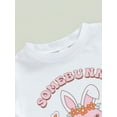 thumbnail image 6 of Genuiskids Toddler Baby Girl Easter Outfit Bunny Letter Print Short Sleeve T-Shirt Tops Flare Pants 2T 3T 4T Kids Cute Summer Clothes Set, 6 of 8