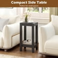 thumbnail image 5 of Giantex Tall Nightstand, 2-Tier End Table w/Wooden Legs, Sofa Bedside Table for Small Spaces, Black, 5 of 5