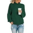 thumbnail image 2 of Miluxas Plus Size Sweater Tops On Seasonal Clearance Women's Soild Long Sleeve Thick Knit Pullover Turtleneck Sweater Coat Green 10(XL), 2 of 7
