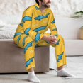 thumbnail image 5 of Mens Pajamas Set, Cartoon Cute Crocodile Yellow Button Down Long Sleeve Loungewear Sleepwear Pjs sets for Men, 5 of 5