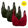 thumbnail image 2 of Olyvenn Plus Size 3-Pack Wirefree Unlined Full-Coverage Bras with Adjustable Straps Back Closure Wine 40/90, 2 of 3