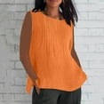 thumbnail image 2 of VerPetridure Linen Tank Tops for Women Cotton Gauze Crewneck Pleated Front Sleeveless Plus Size Summer Shirts with Side Slit, 2 of 5