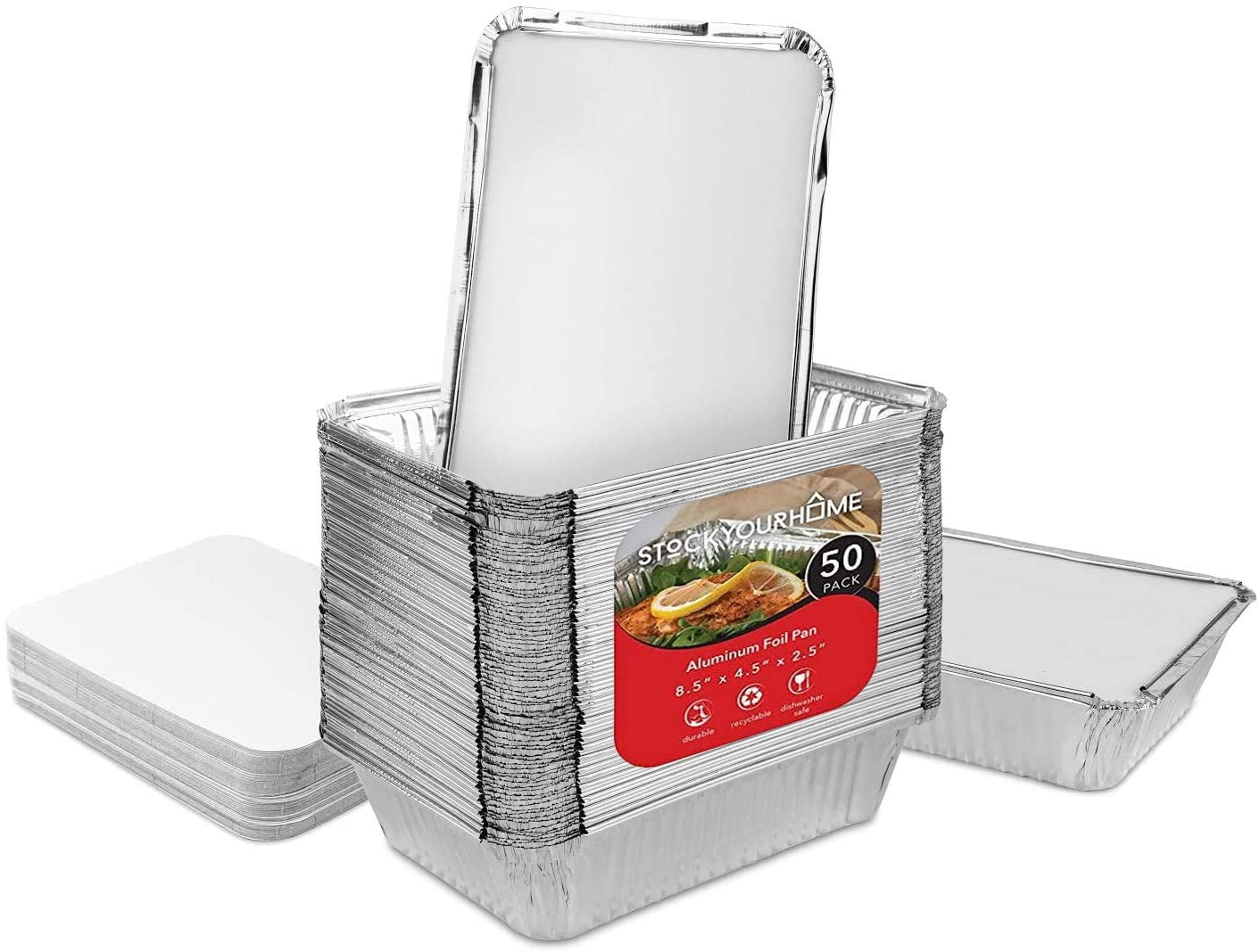 20pcs Disposable Foil Pans Tin Foil Barbecue Box Food Container with Lids 