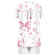 thumbnail image 5 of Mqqzkk Pajamas for Women Y2k 2 Piece Cute Graphic Pjs Short Sleeve Button Up Pleated Shirts Matching Pjs Shorts Set L, 5 of 6