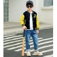 thumbnail image 2 of Aideaone Kids Baseball Jackets Boys Button up Toddler School Varsity Uniform Casual Sport Coat for Toddler Boy 3-6T, 2 of 8