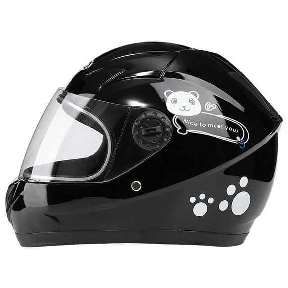 Manufacturer Direct Kids' Full Face Helmet for Electric Bikes - Pink, Warm & Comfortable Autumn/Winter Safety Gear with Fun Cartoon Design, Unisex Fit for Boys & Girls, Secure & Comfortable