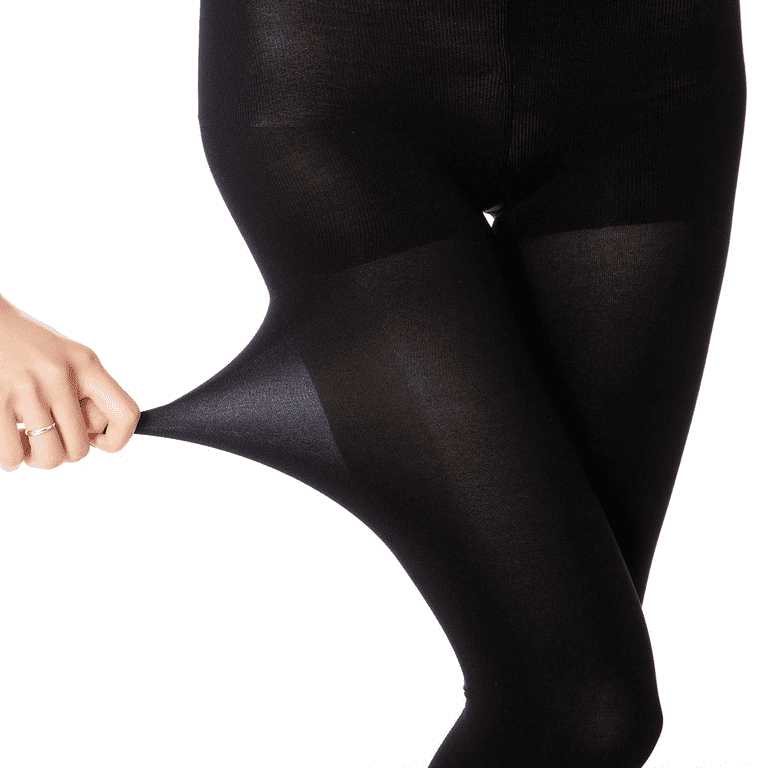 Manzi 2 Pairs Lady Run Resistant Control Top Panty Hose Opaque Tights  Women's Blackout Tights