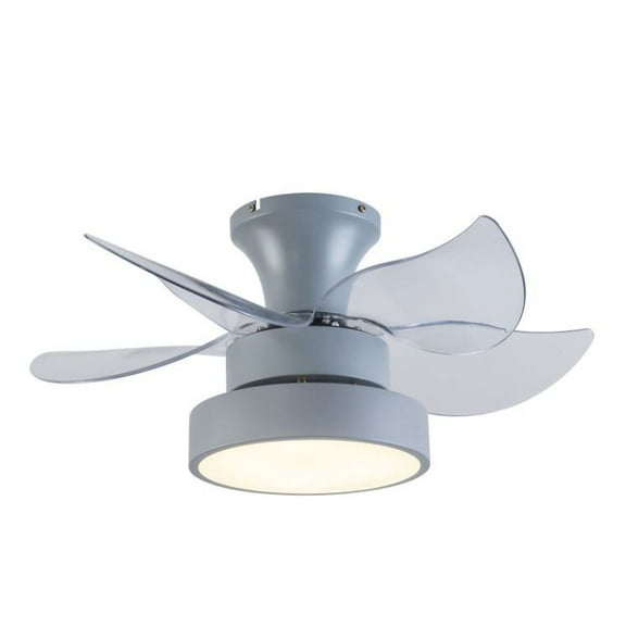 HomeRoots 23" Clear Flush Mount Five Blade Remote Control Integrated Light Ceiling Fan
