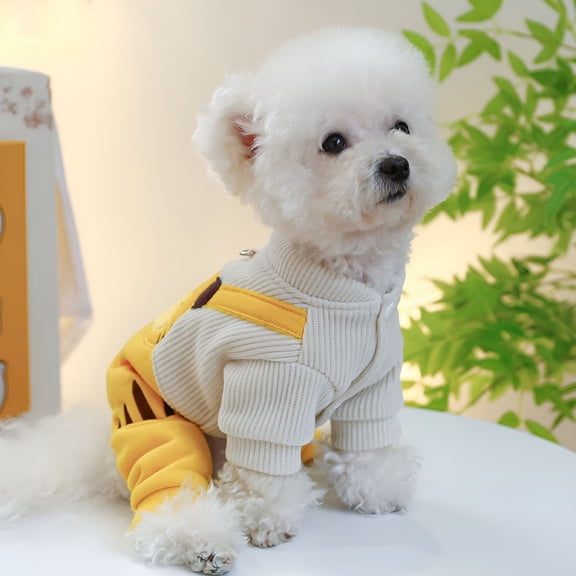 TELOLY Pet Cloth Striped Knit Overalls Outfits Jumpsuit for Small Dogs Cats Puppy Sweater with Pants Cute Yorkie Chihuahua Clothes - S