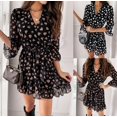 thumbnail image 7 of Xuan Binli Women's Summer Love Shaped Printed Medium Long Sleeved Dress With V-neck Ruffle Edge Short Skirt White S Dress, 7 of 7