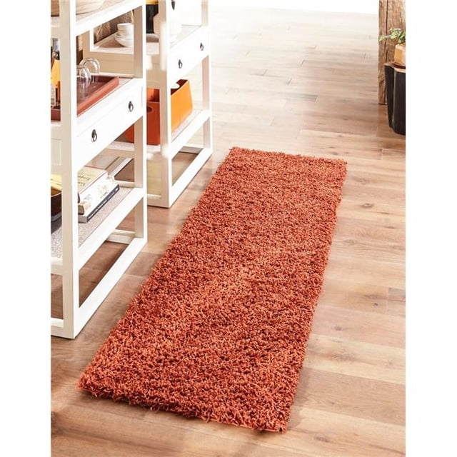 Unique Loom 3140789 2 ft. 6 in. x 13 ft. Solid Shag Runner Rug, Terracotta