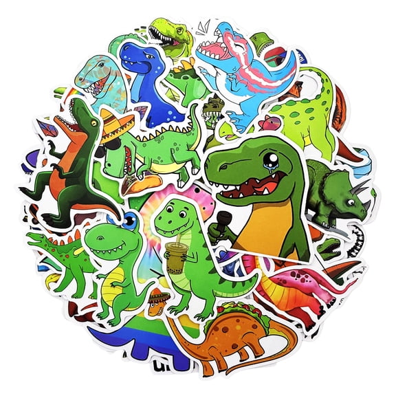 allydrew Waterproof Vinyl Stickers for Water Bottles, Laptop, Phones, Skateboards, Decals for Teens, 100pcs, Dino Fun