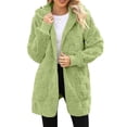 thumbnail image 2 of Chaqueta de Mujer con Cremallera, Bolsillos, Sudadera Larga Extragrande con Capucha, Mangas Largas y Suave, Abrigo de Peluche Cálido Verde XXL, 2 of 8