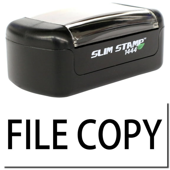 Slim Pre-Inked File Copy Stamp, Slim 1444, Ultra Slim Design, Impression Size 1/2" by 1-3/4", Up to 25,000 Impressions - Black Ink