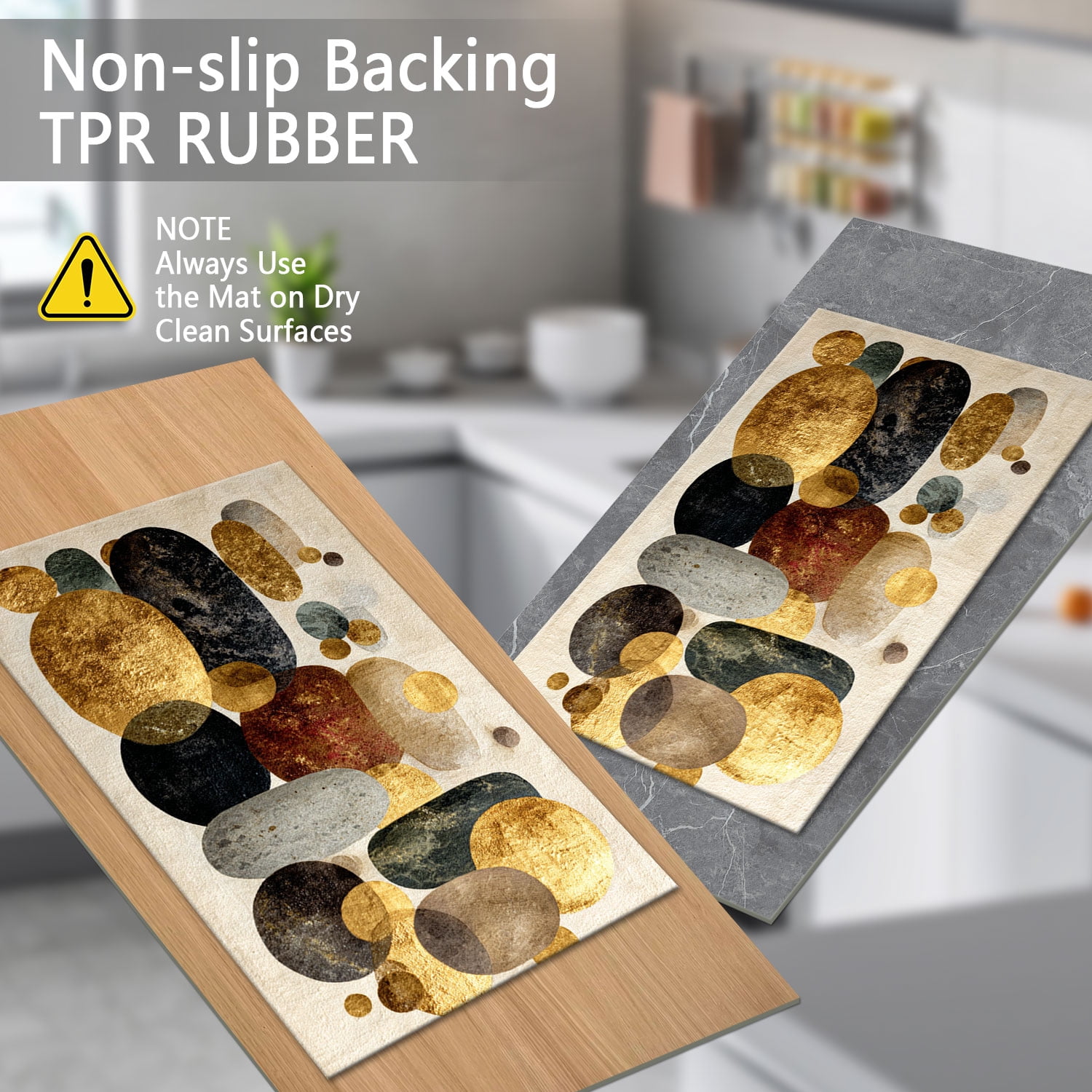 3 Piece Kitchen Rug Set, Non-Slip And Washable, Abstract Pattern Kitchen Hallway Rug, Soft And Comfortable, Suitable For Sinks, Floors, Entrances, Hallways and Bathrooms