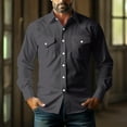 thumbnail image 7 of YLSDY Mens Western Cowboy Shirts Button Up Shirts Vintage Collared Long Sleeve Work Shirts for Men with Two Pockets Dark Gray XXXXL, 7 of 7