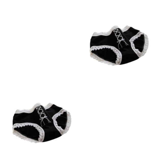 Guardurnaity Bragas de algodón Ropa interior de mujer Calzoncillos suaves lindos de Lolita Calzoncillos de encaje elástico Bowknot Calzoncillos Negro/Arco SG 2piezas