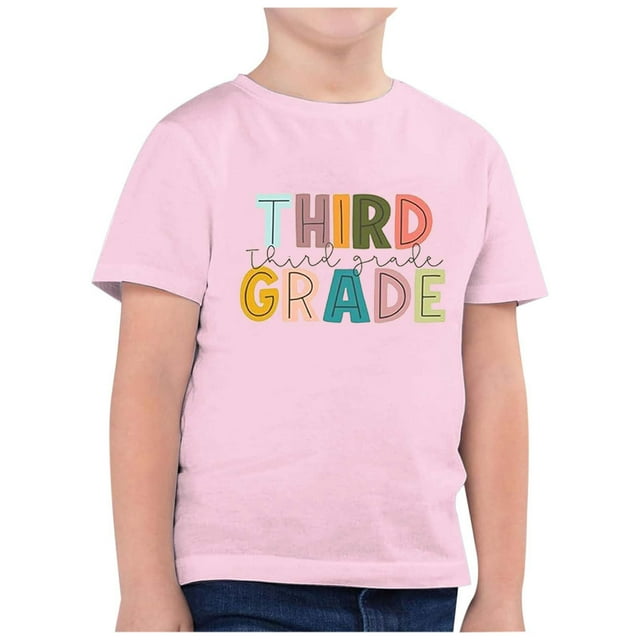 TZEWGL Cute Shirt For Toddler Back To School Season Printed Round Neck Short Sleeve Clothing For Infnants size 8-9T