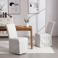 thumbnail image 4 of Dayalane Slipcovered Parsons Dining Chairs Set of 4, Modern Farmhouse High Back Linen Upholstered Chair with Removable Skirted, Classic Wooden Side Kitchen Chairs for Dining Living Room, Khaki Stripe, 4 of 11