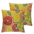 thumbnail image 2 of Acheng  Colorful Throw Pillow Cushion Case, Fresh Ripe Citrus Fruits Orange Grapefruit and Lemon Repeating Circular Pattern, Decorative Square Accent Pillow Cover,Set of 2 White, 2 of 6