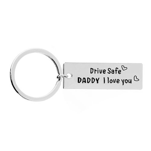 Drive safe I need you here with me Stamped Keychain Trucker Keyring Husband Gift