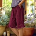 thumbnail image 7 of Women's Plus Size Knee Length Shorts High Waist Summer Beach Wide Leg Pants, 7 of 7